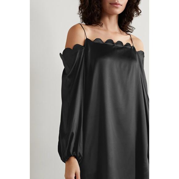 BERNADETTE Michelle Off-the-shoulder Scalloped Stretch-silk Satin Mini Dress 42 - Picture 3 of 12
